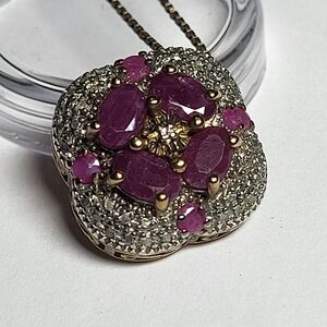 Elegant Ruby and Diamond Pendant Necklace